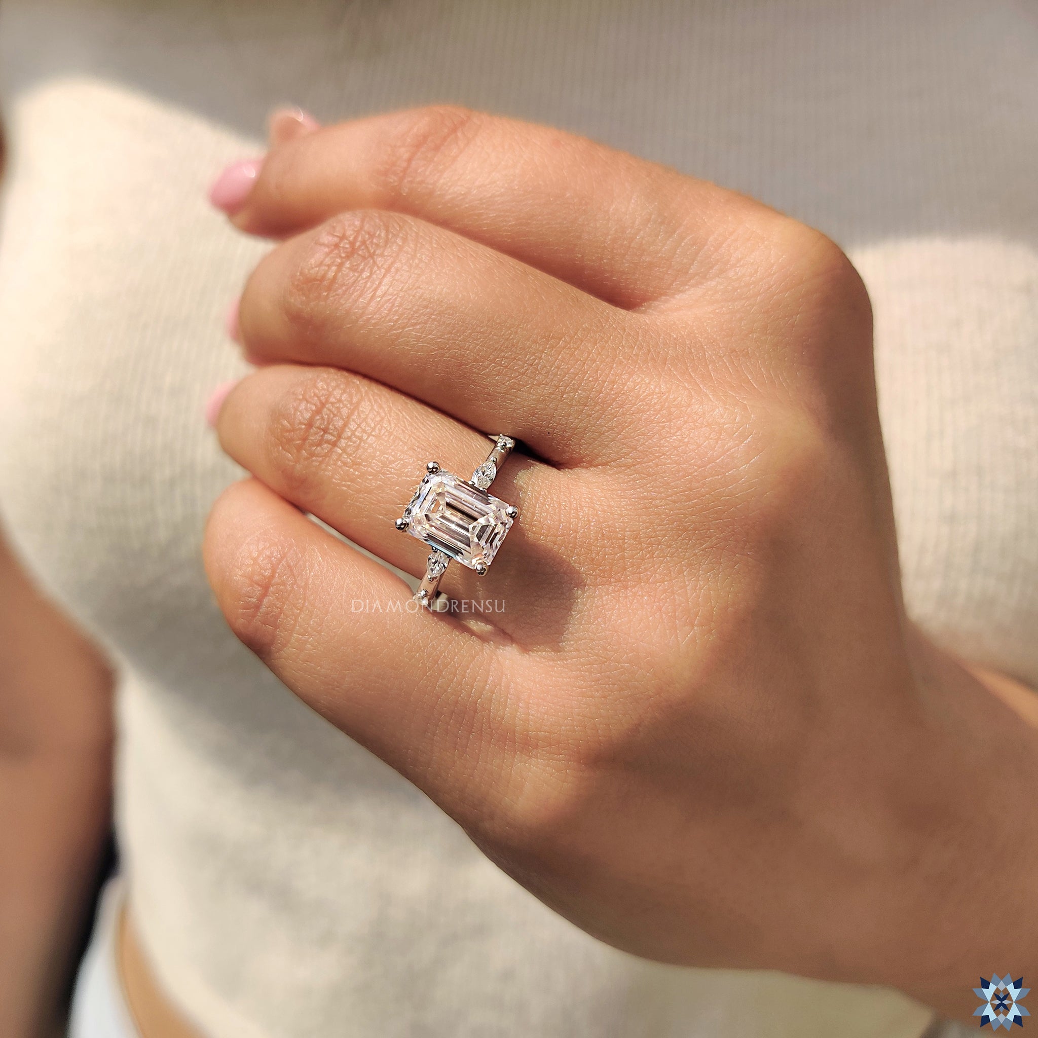 White gold engagement ring in custom engagement ring style
