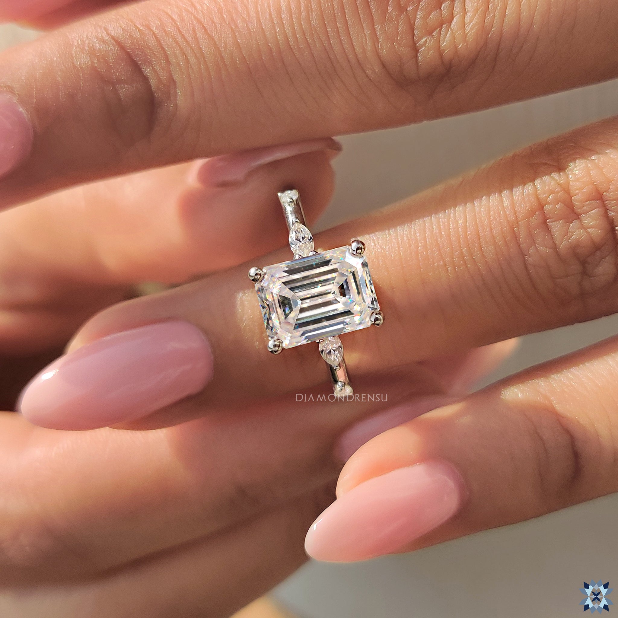 Muse ring one in marquise moissanite ring setting
