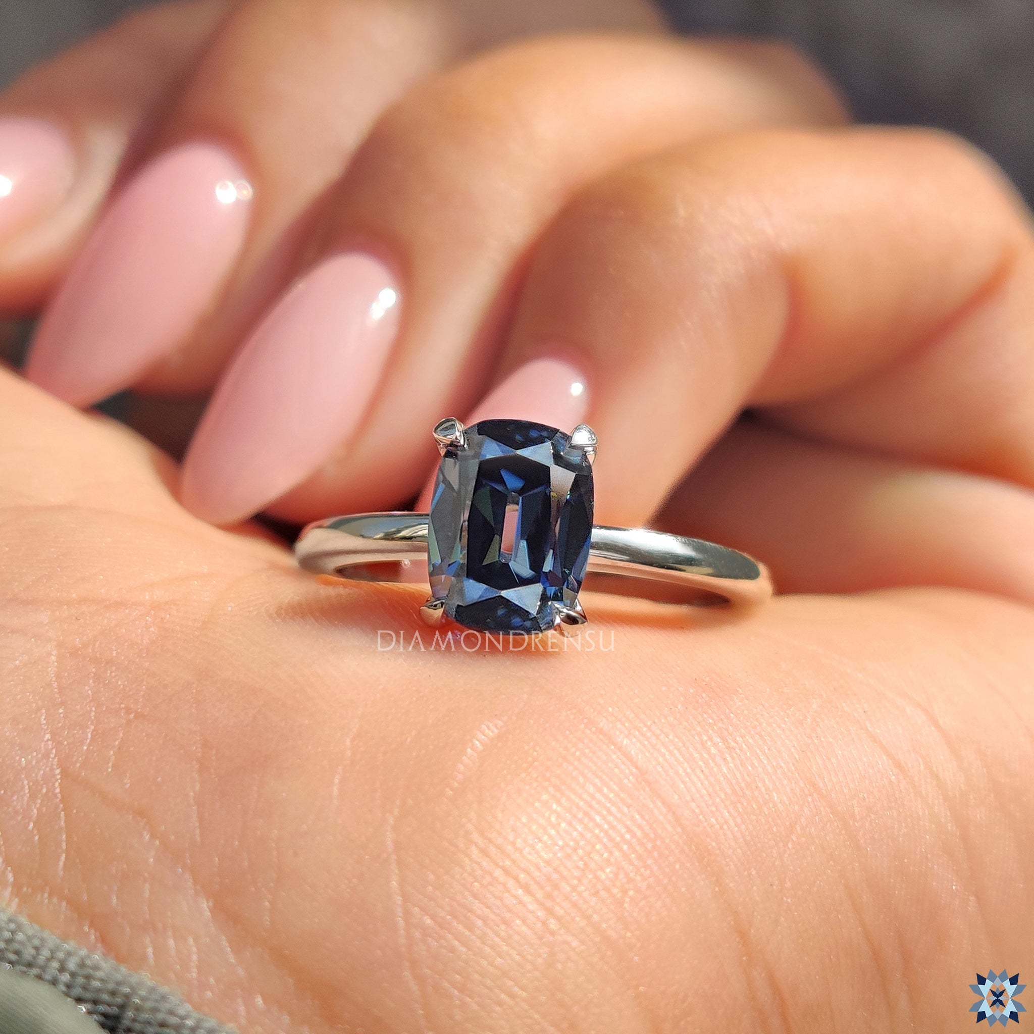 Cushion Cut Engagement Ring in 4 claw prong design
