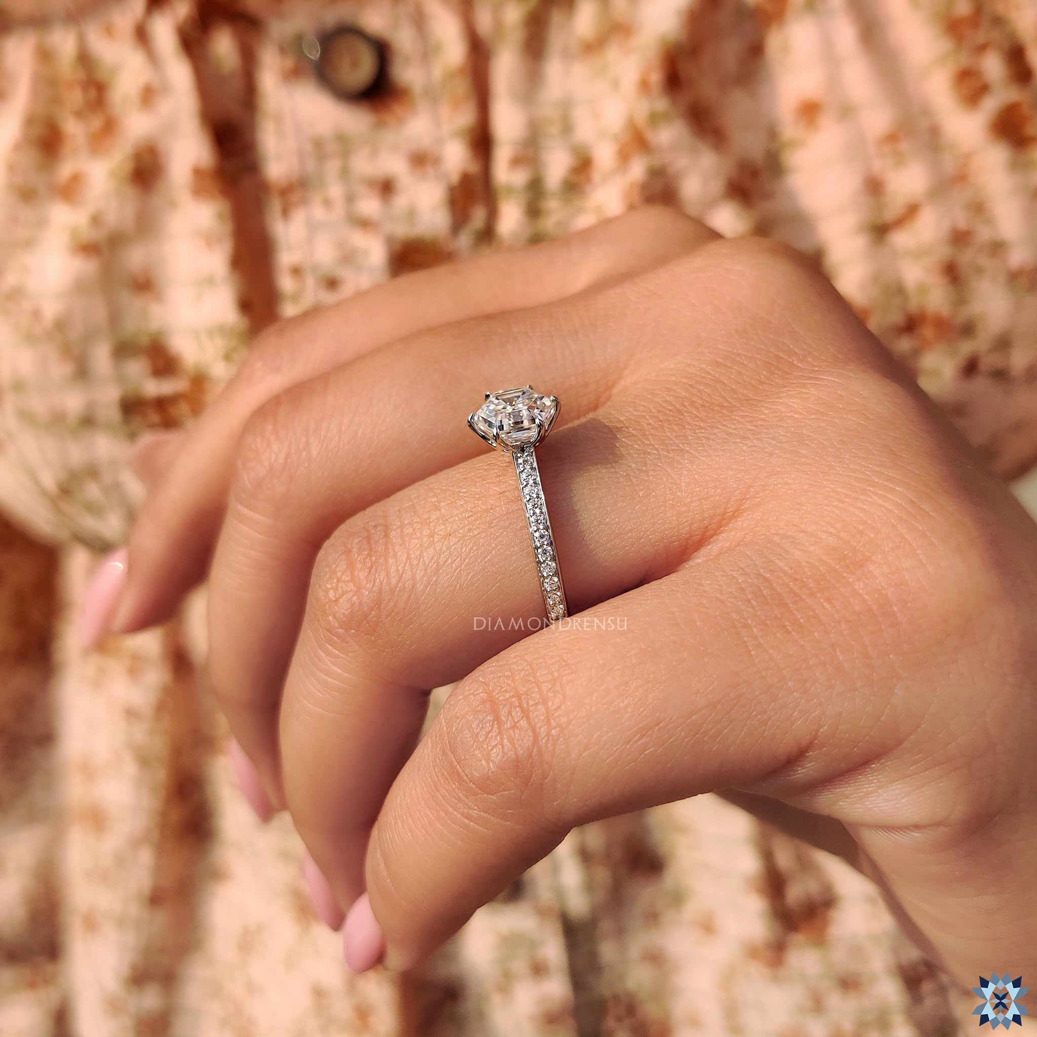 White gold ring with round cut engagement ring
