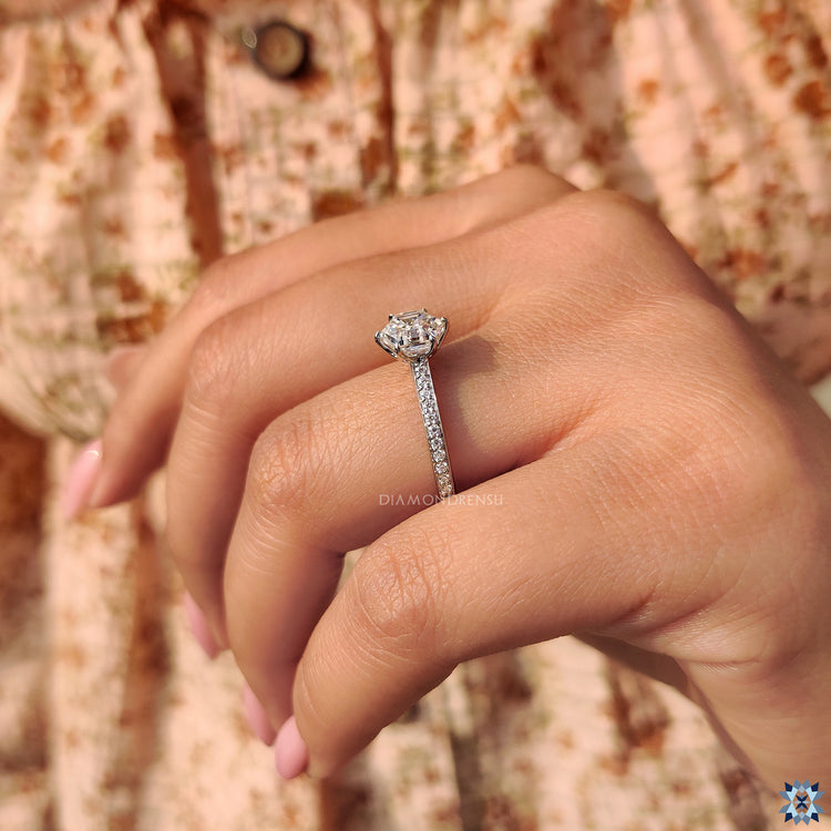 White gold ring with round cut engagement ring
