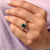 Green Emerald And Baguette Cut 3 Stone Moissanite Ring