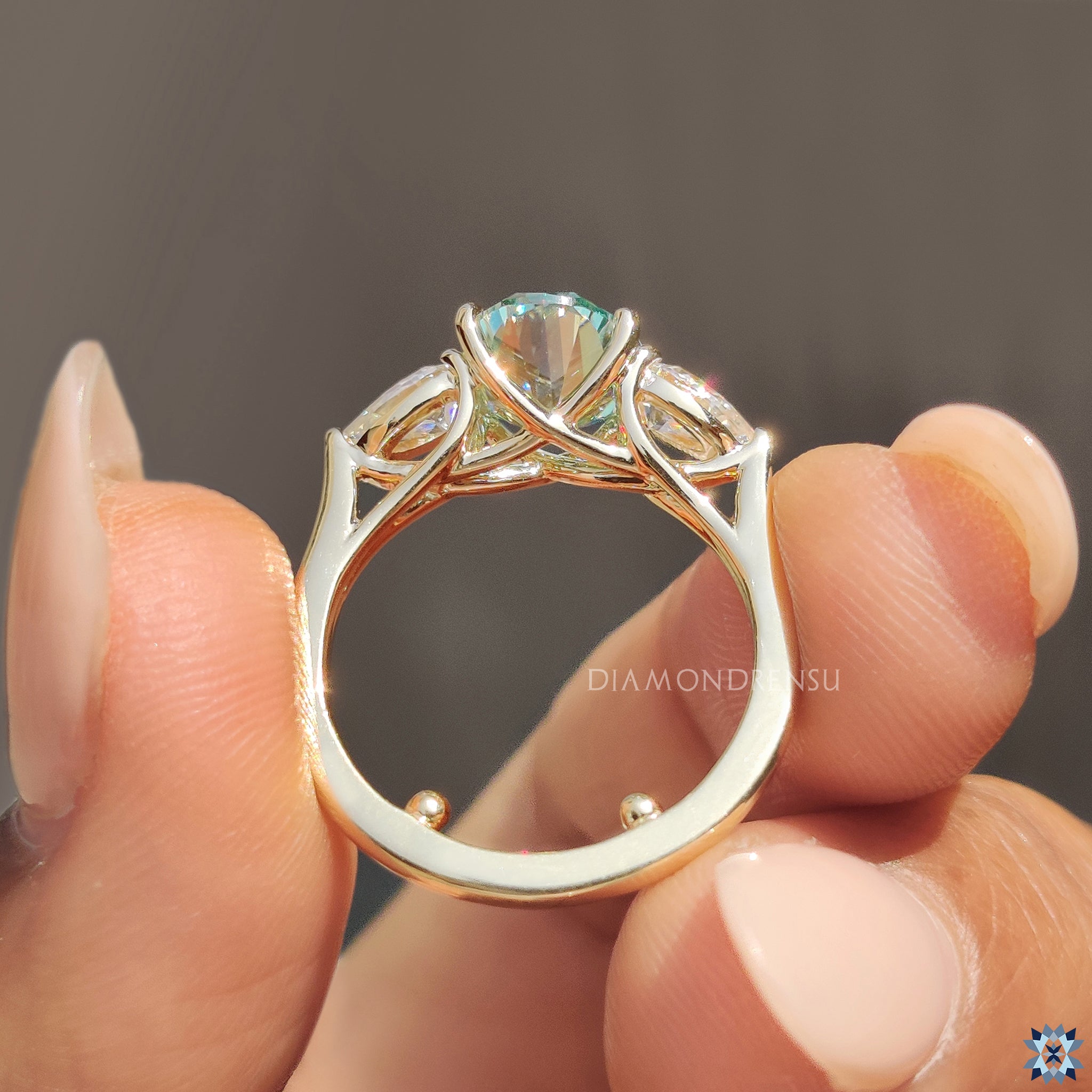 Yellow gold ring with custom engagement ring
