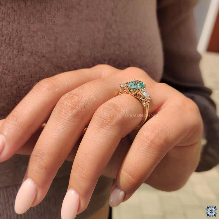 Buy Moissanite ring in pear shape ring setting
