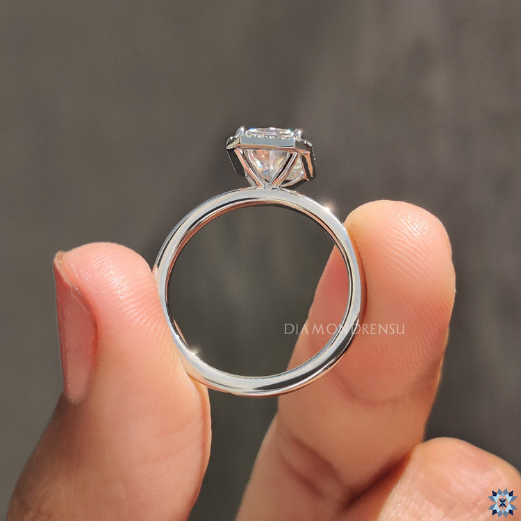 Solitaire engagement ring in radiant cut ring style
