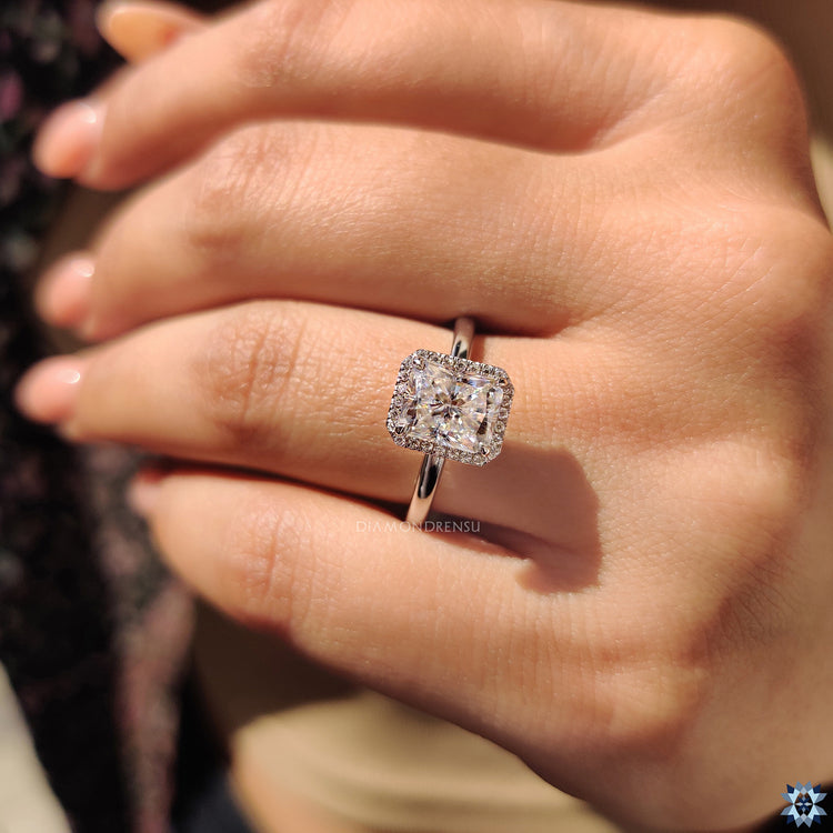 Radiant Cut Engagement ring in claw prong setting
