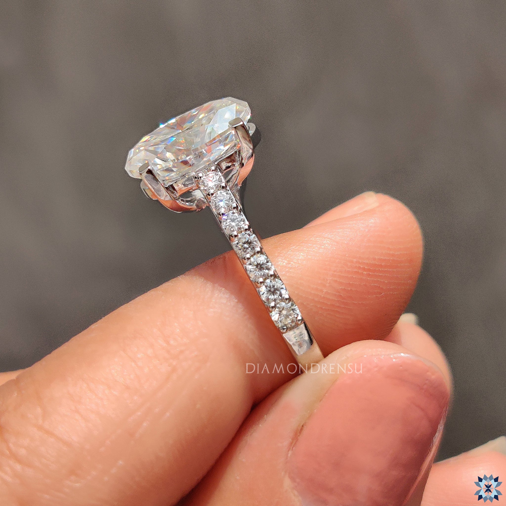Custom engagement ring with gold oval engagement ring
