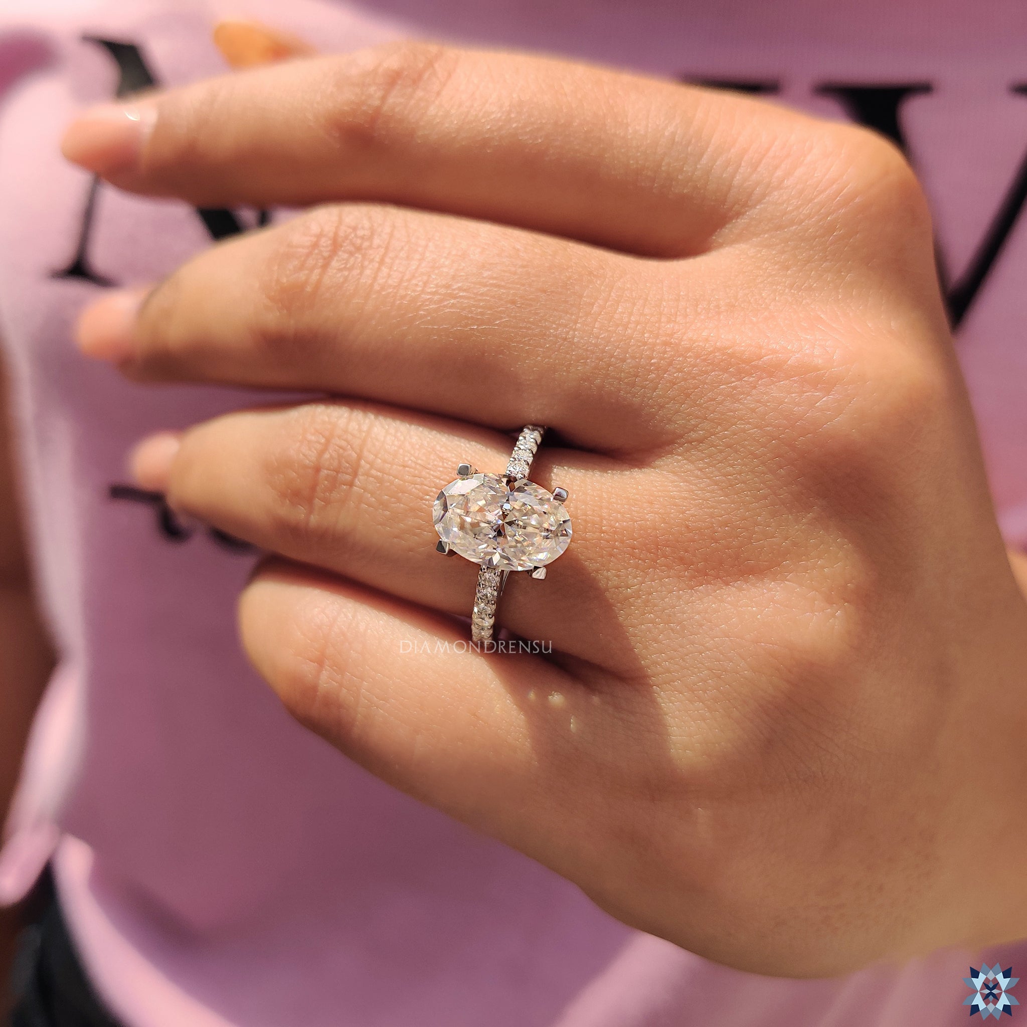 Cathedral setting ring with custom engagement ring
