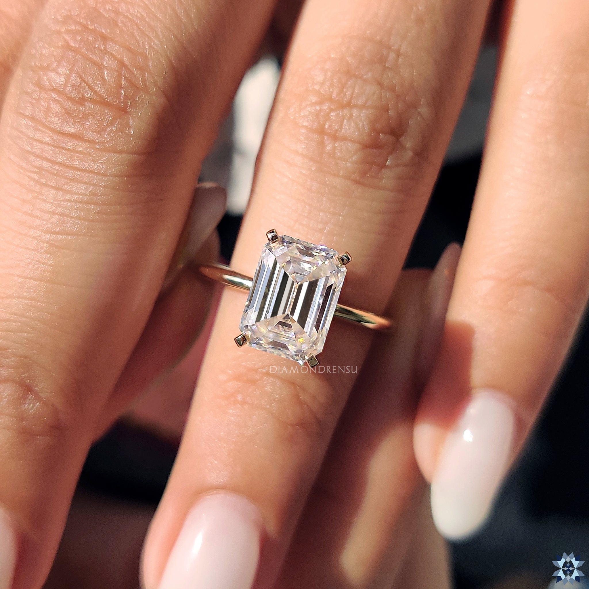 Custom engagement ring crafted with moissanite and solitaire design.
