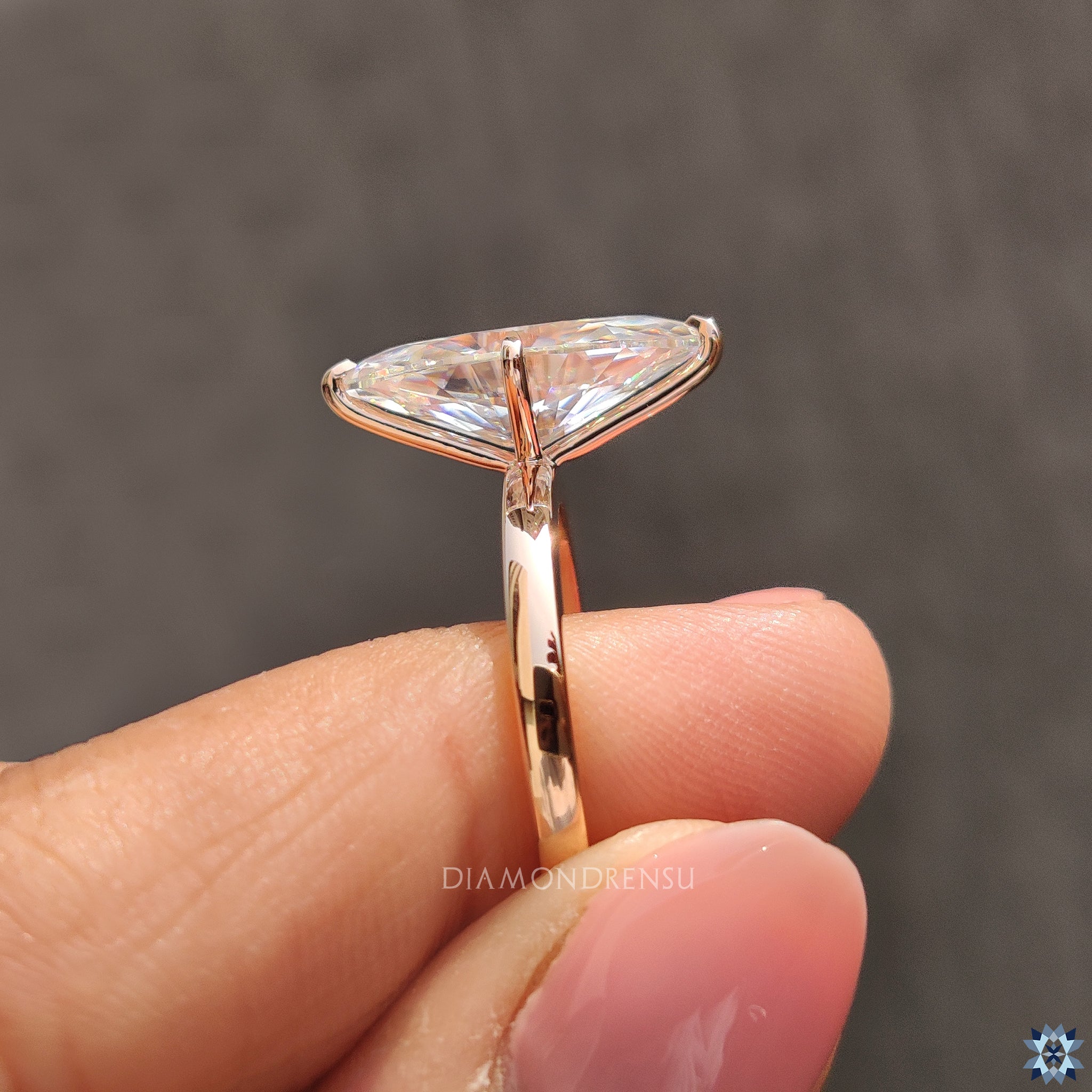 Moissanite ring with marquise cut moissanite engagement ring
