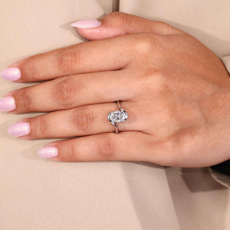 Custom engagement ring with white gold and amethyst.
