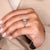 Round cut diamond ring in a six tab prong setting.
