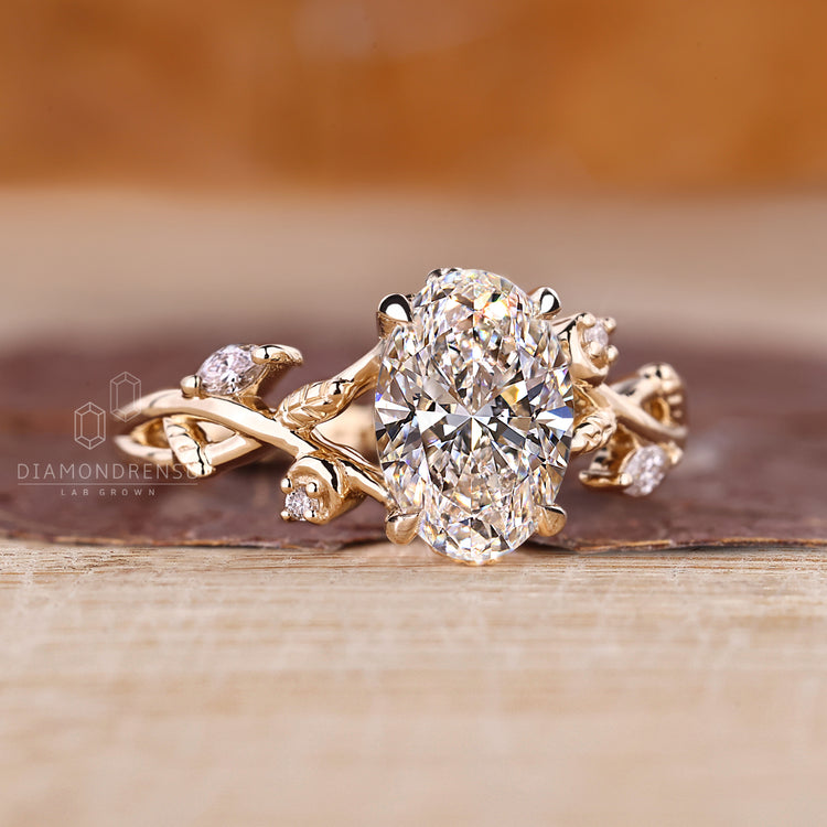 UK engagement ring with lab grown oval and marquise diamonds