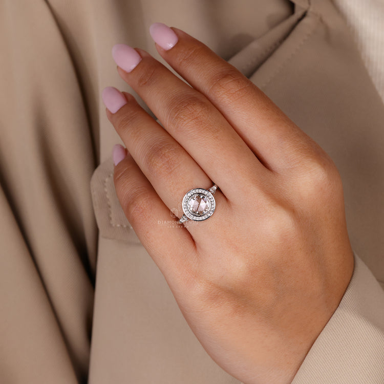 Handmade jewelry includes white gold and lab diamond.