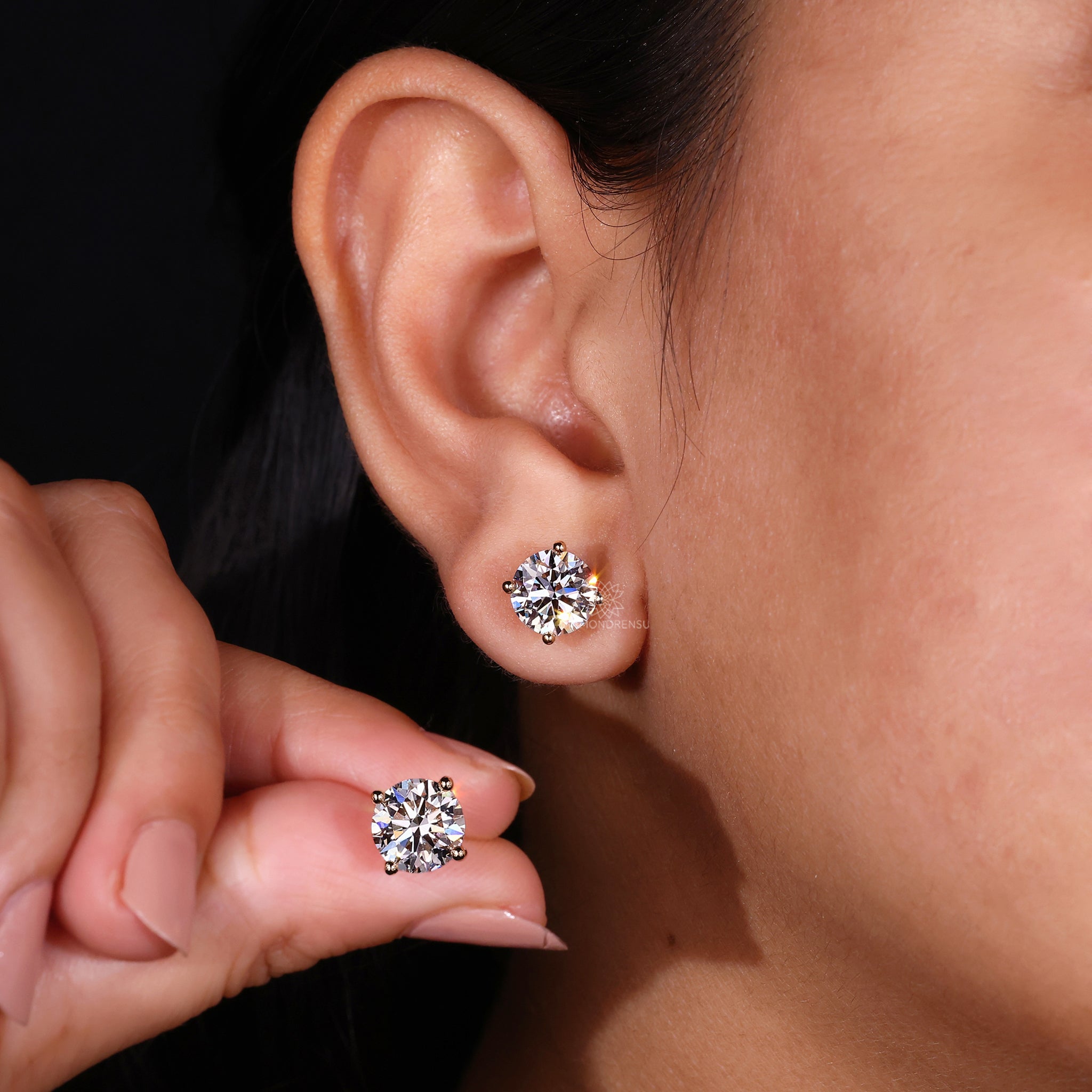 Classic screw back earrings with lab diamonds.