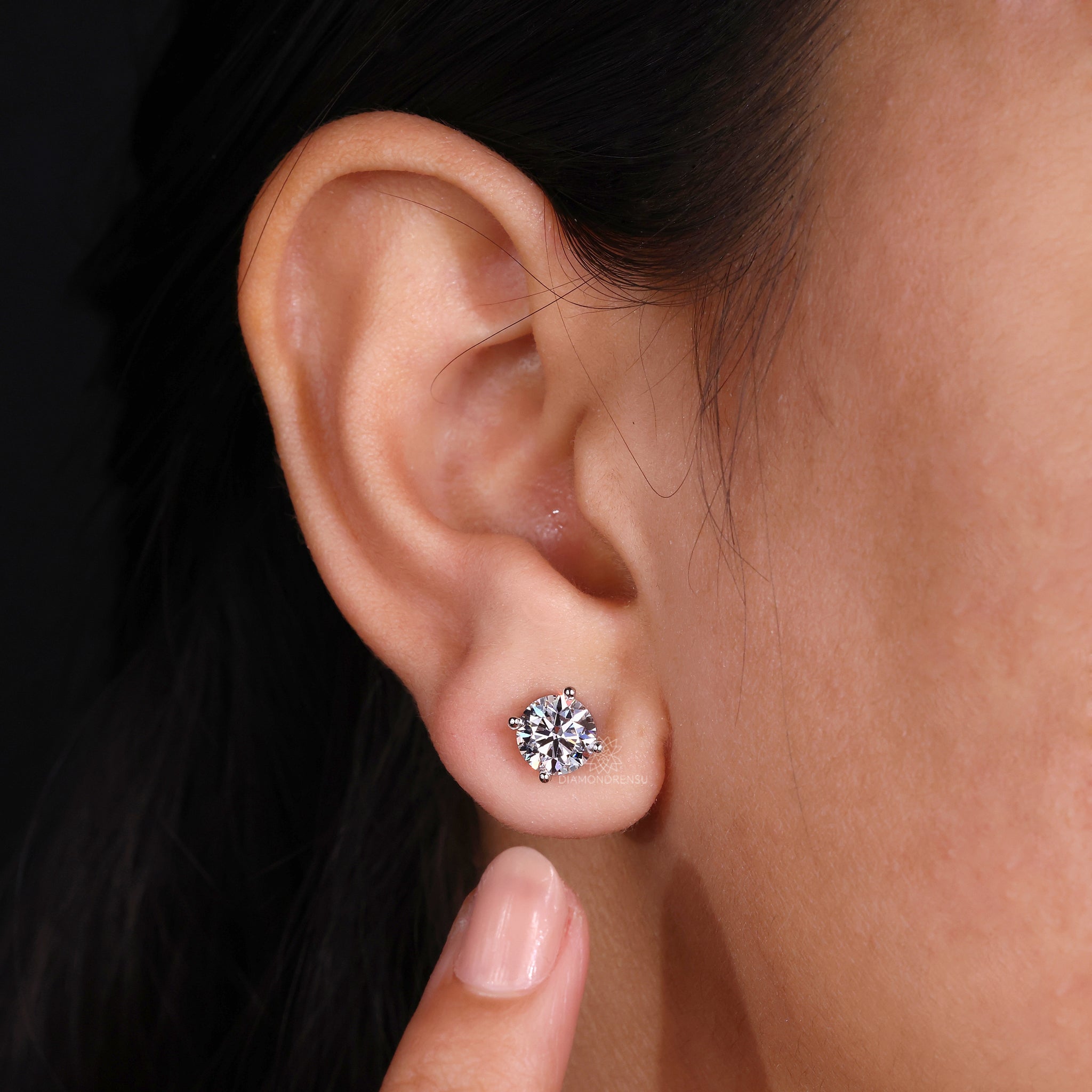 Lab grown diamond earrings in 4 prong setting.