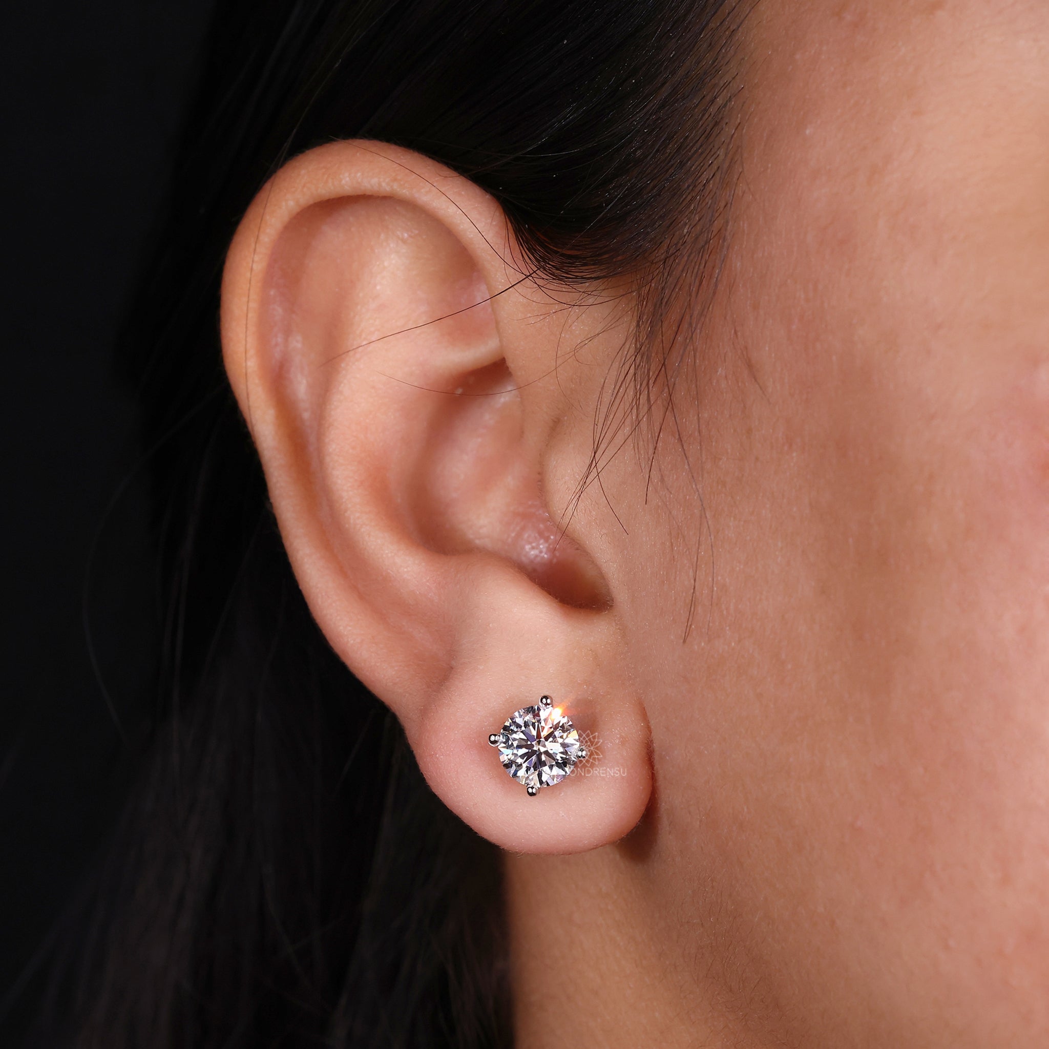 Lab grown round cut diamond earrings.