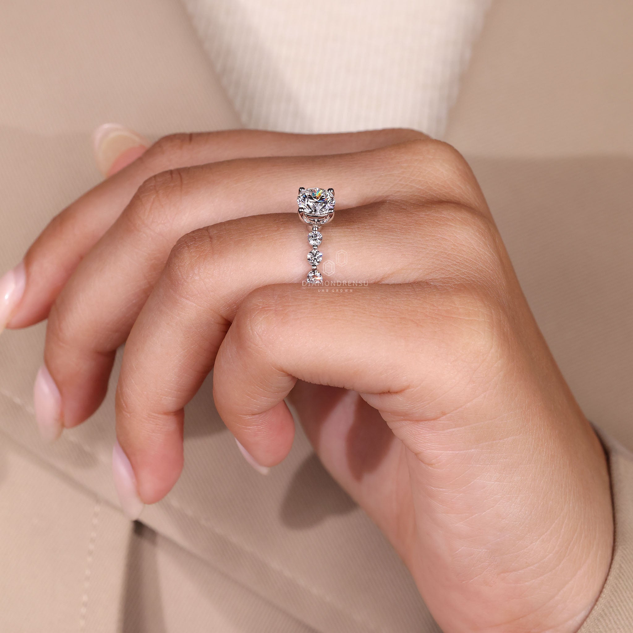 IGI certified seven stone engagement ring