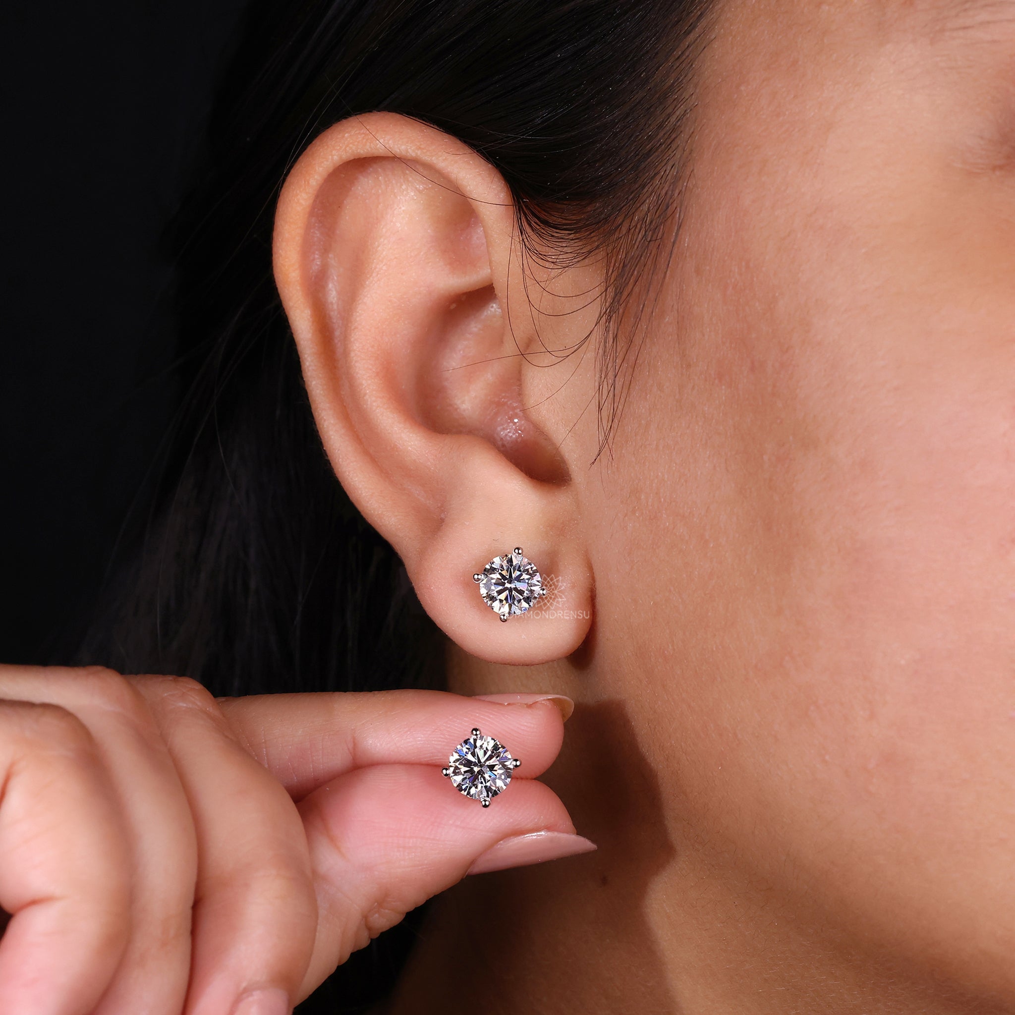 White gold lab diamond earrings UK.