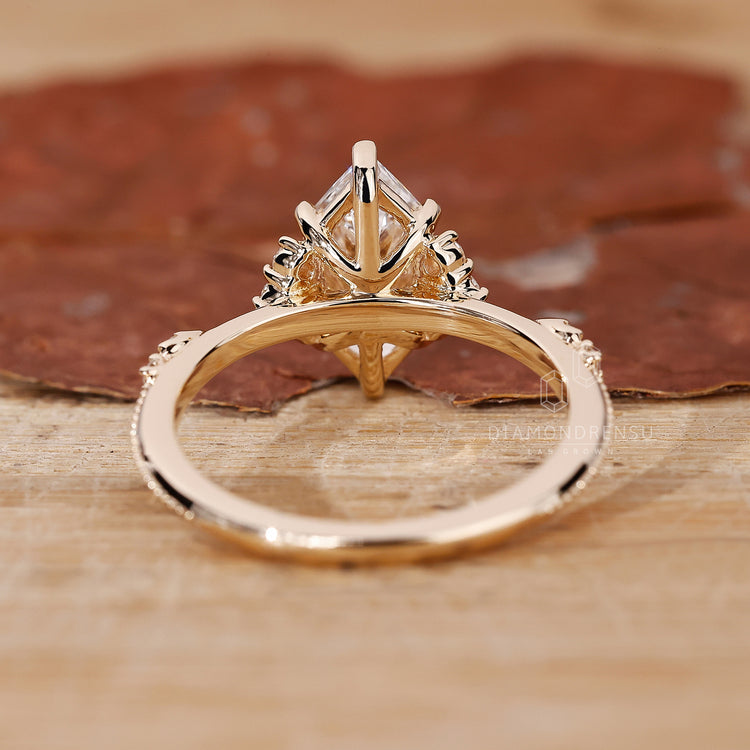 IGI certified dutch marquise ring with vintage milgrain details.