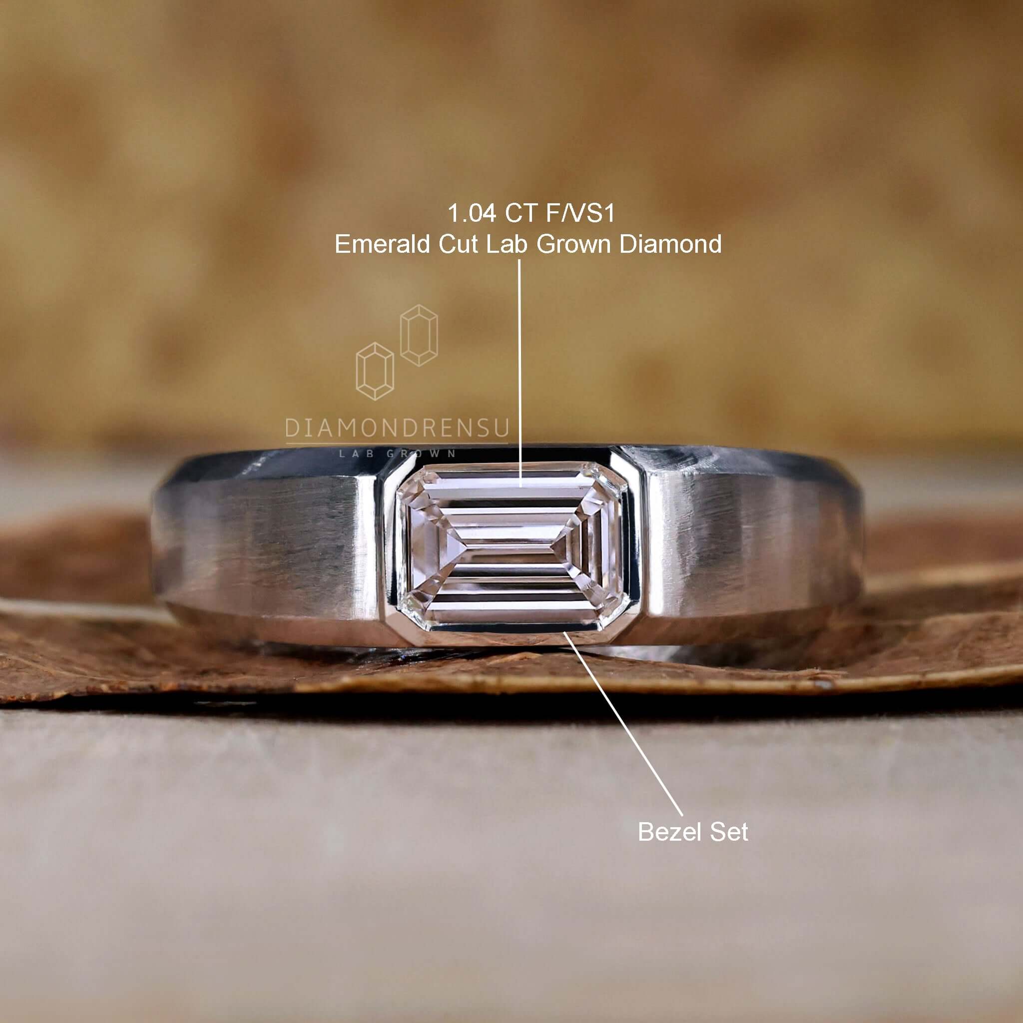 East to west ring featuring handmade jewelry design and a bezel ring setting, perfect for an engagement ring for men.