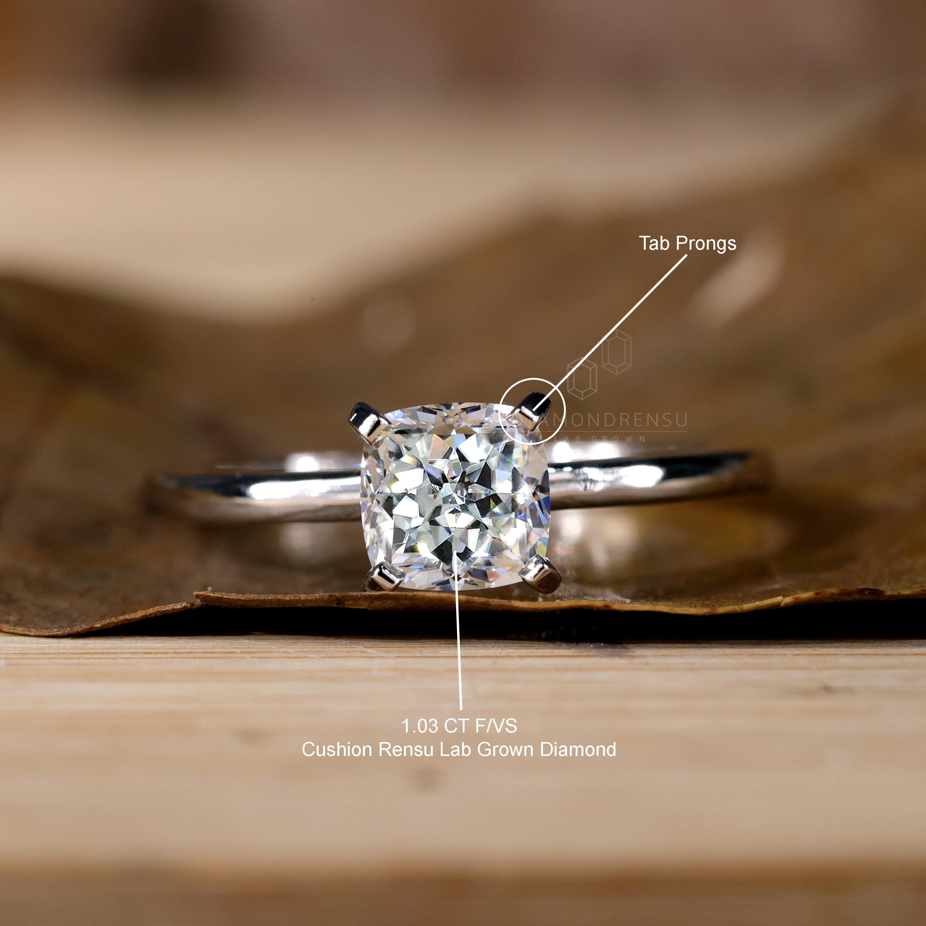 cushion rensu solitaire ring