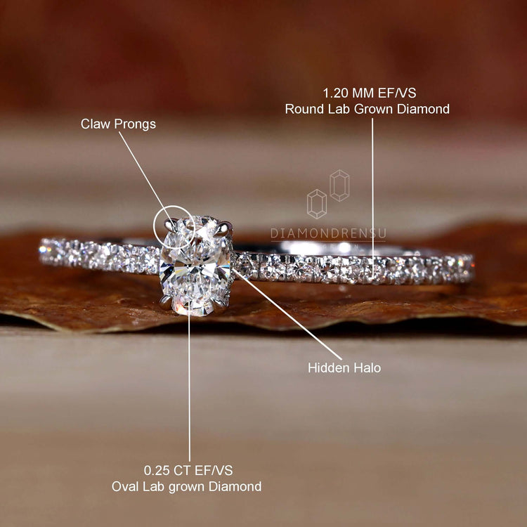 Pave diamond ring in a hidden halo setting, perfect for an engagement ring UK design with unmatched brilliance.

