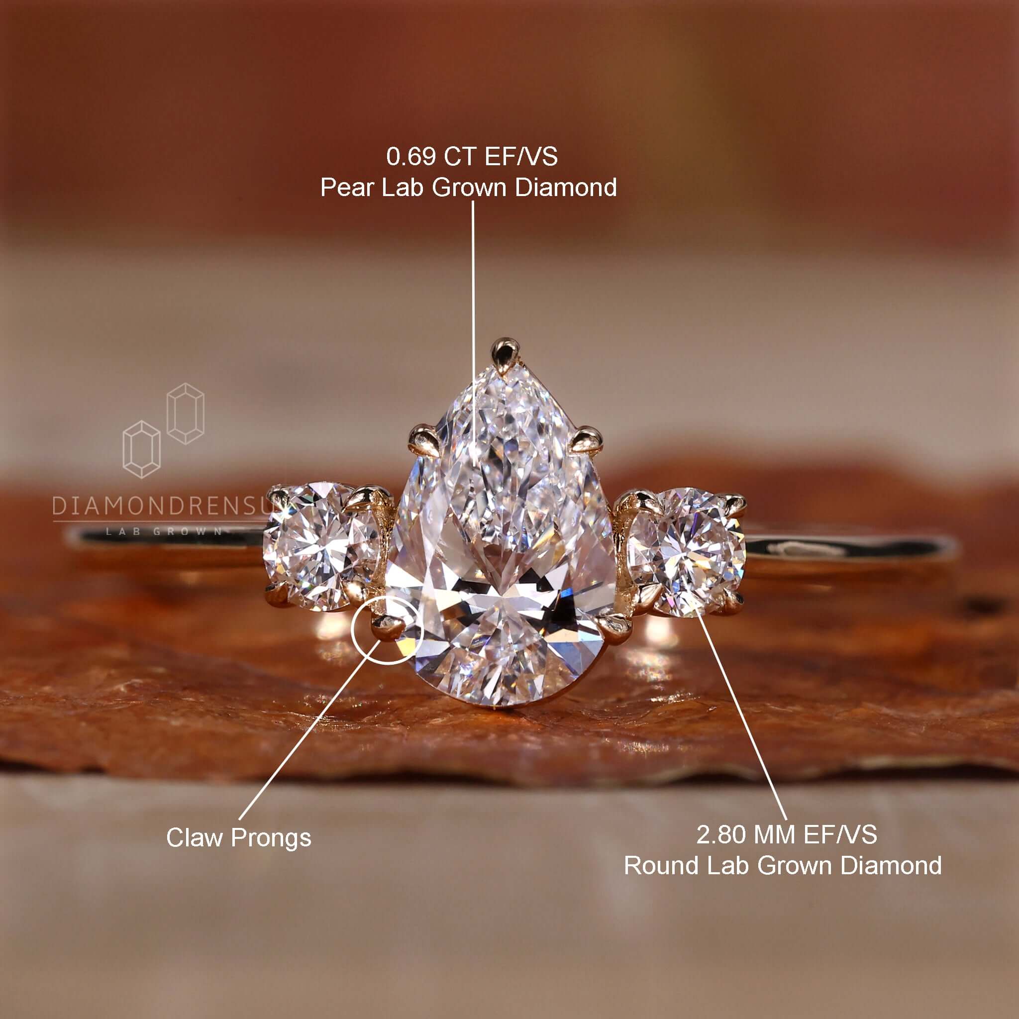 pear lab grown diamond ring