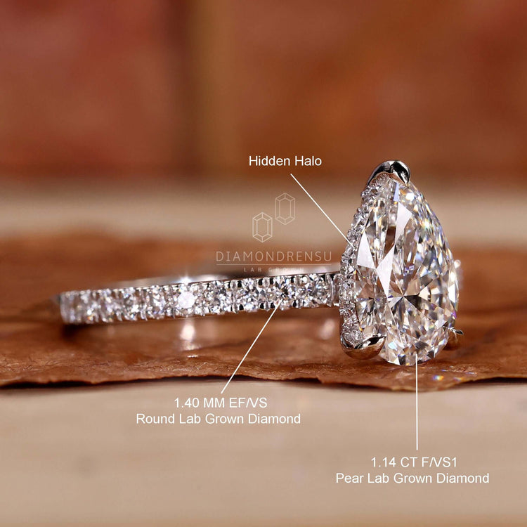 Pave diamond ring with IGI certified gem for assurance.