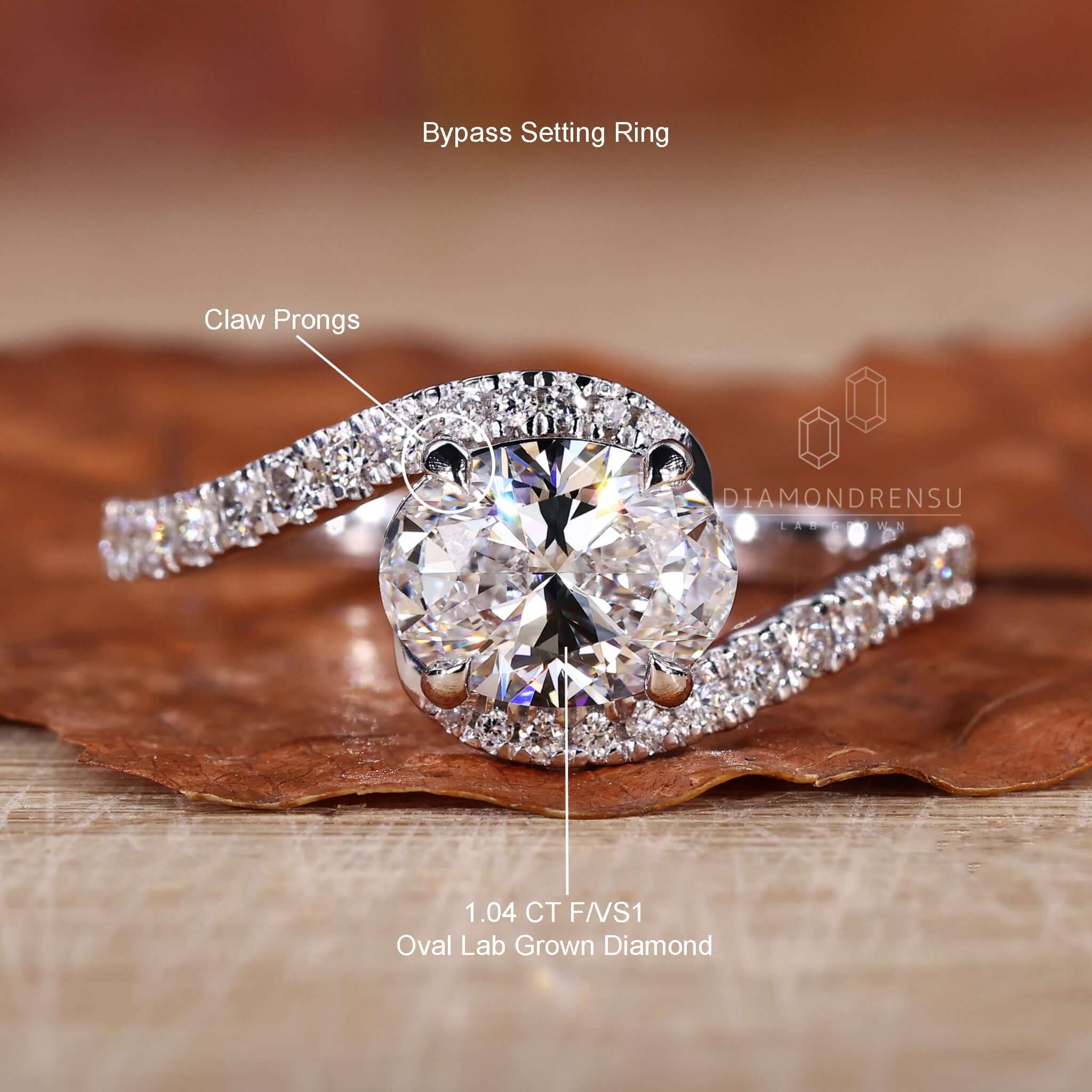 Handmade engagement ring for women in the UK with diamondrensu quality.