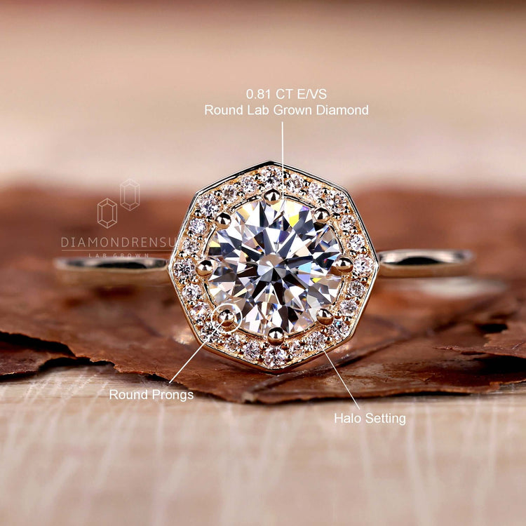 Round diamond ring, a classic choice for unique proposals.