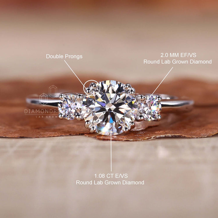 White gold engagement ring with a round cut diamond ring for women seeking classic and sustainable jewellery.