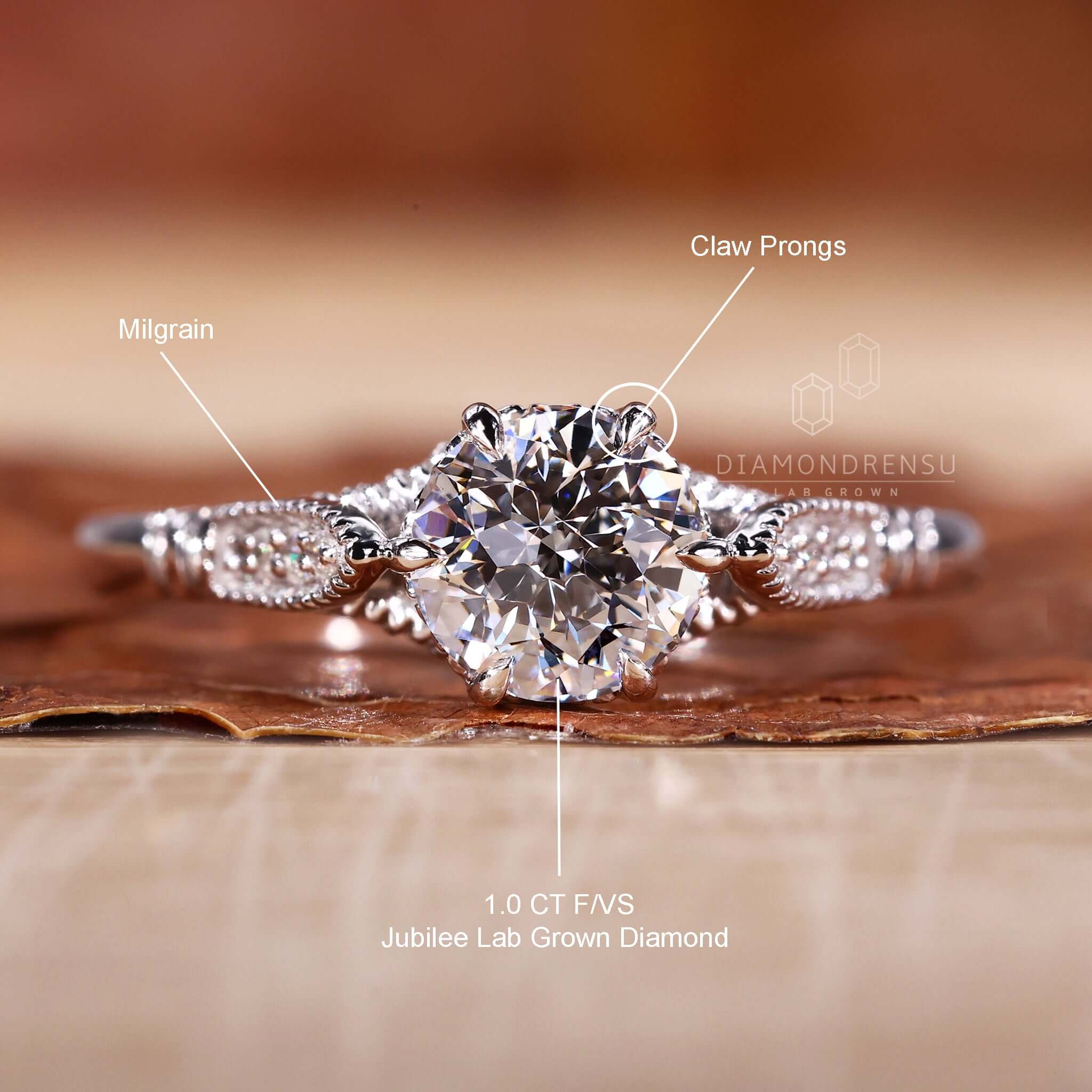 Handmade ring designed with claw prongs for added elegance.