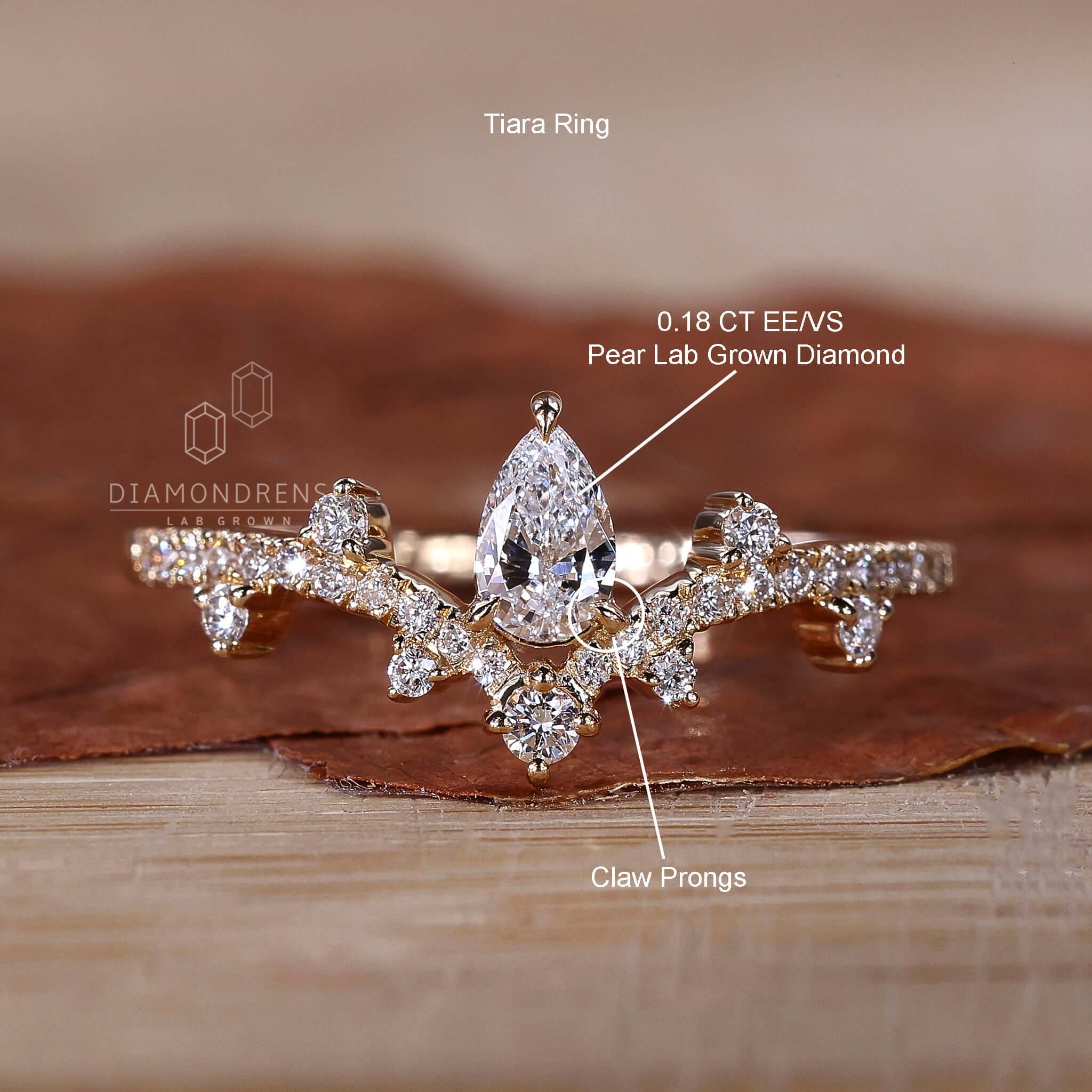 Stylish V-shaped diamond ring featuring IGI certified stones.