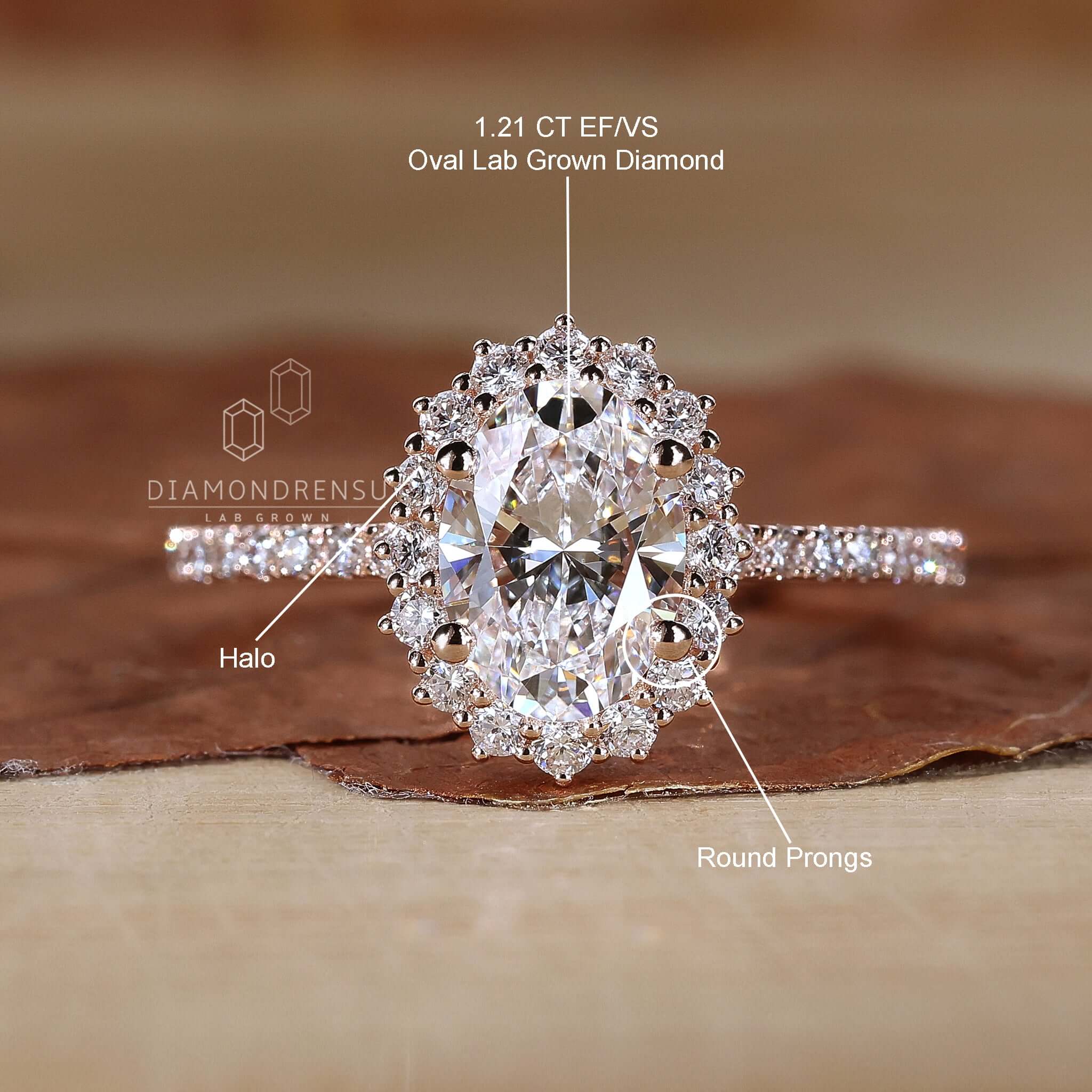 Stylish round prong setting for a gorgeous oval engagement ring in a timeless style.