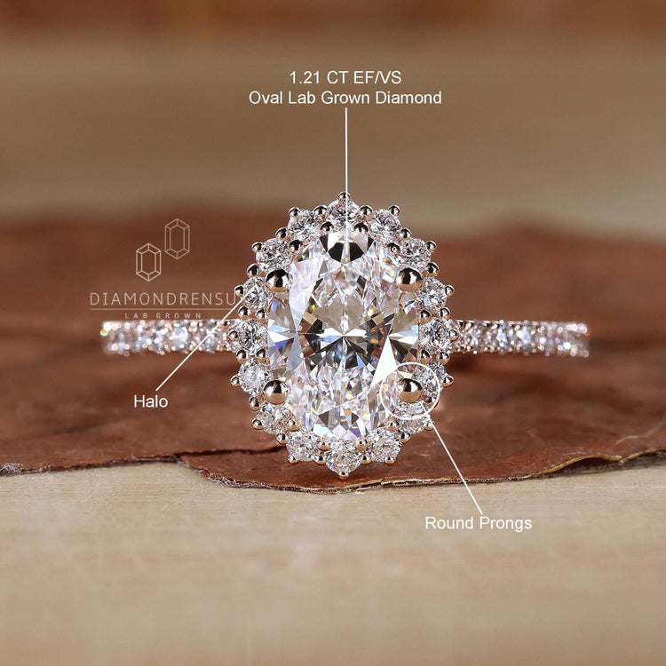 Stylish round prong setting for a gorgeous oval engagement ring in a timeless style.