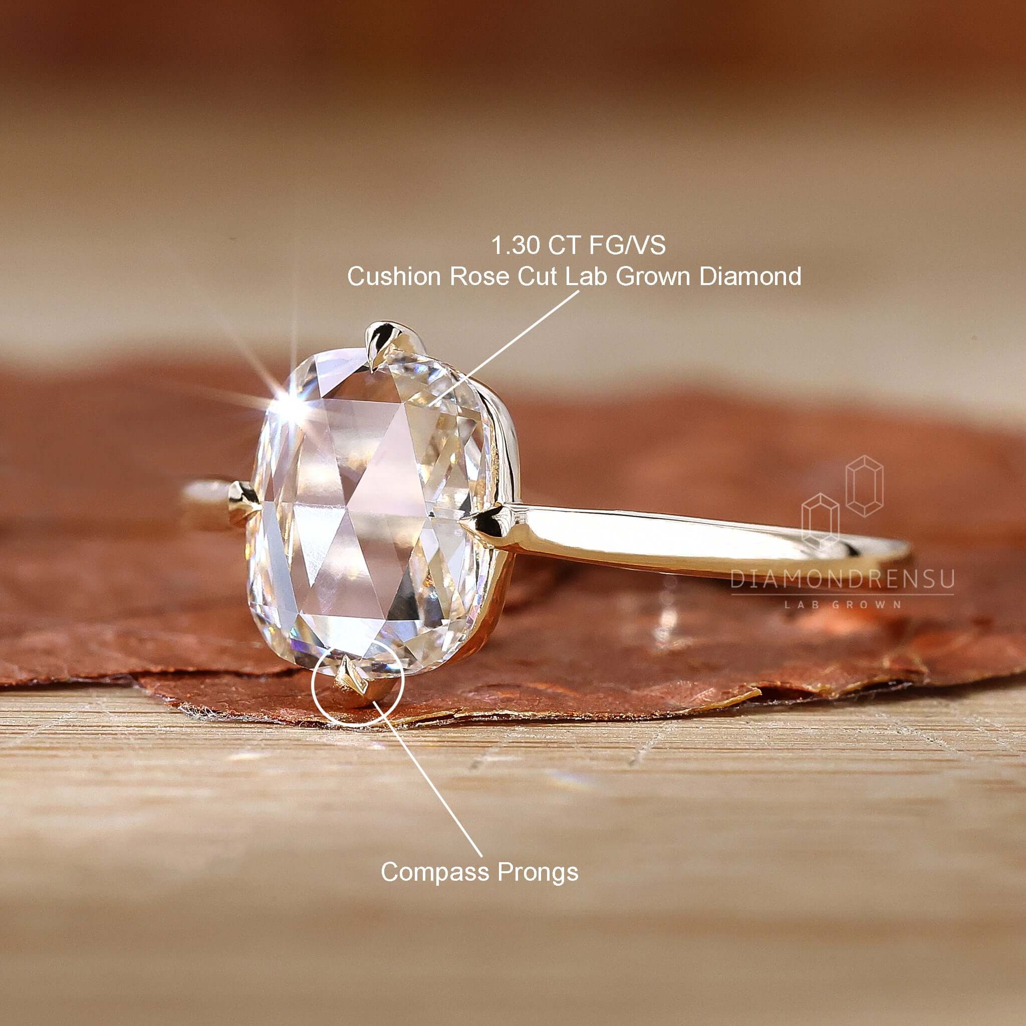 Claw prong setting crafted for a secure and elegant look, showcasing the diamond's natural beauty.