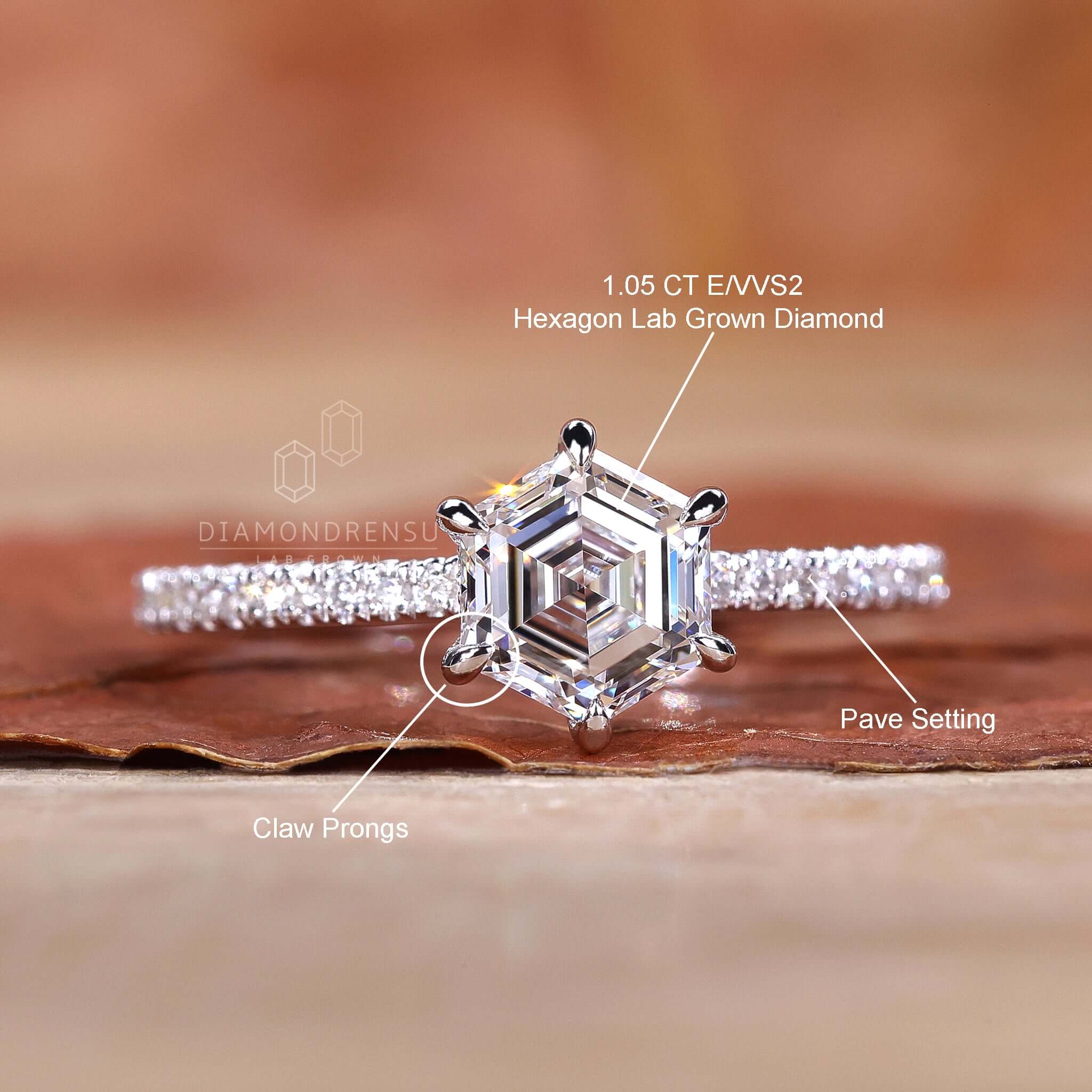 Claw prong engagement ring designed with lasting elegance.