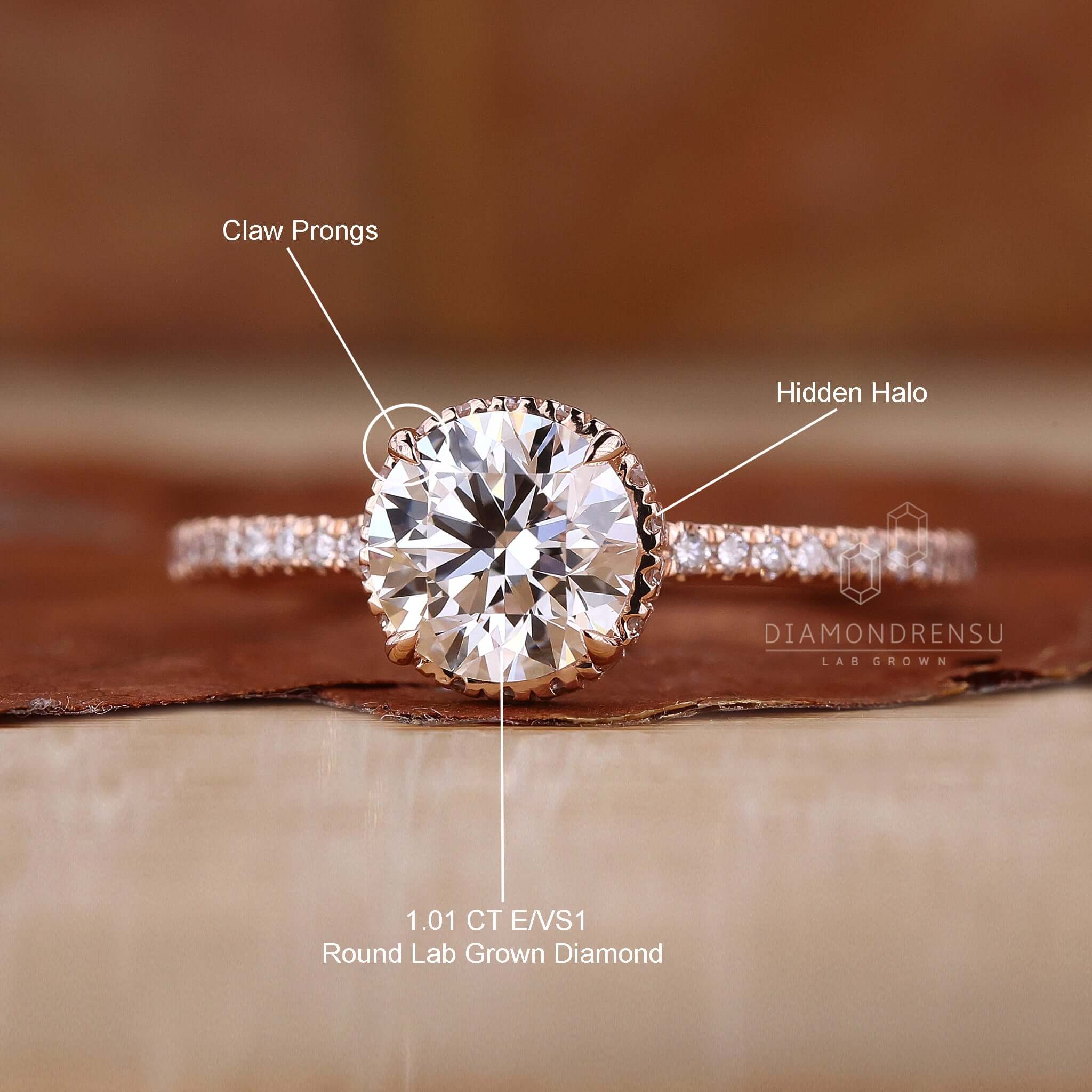 4 Prong Claw Setting Engagement Ring designed to securely hold the diamond while showcasing its beauty.