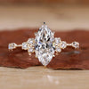 Marquise Engagement Ring with a sparkling centre diamond.