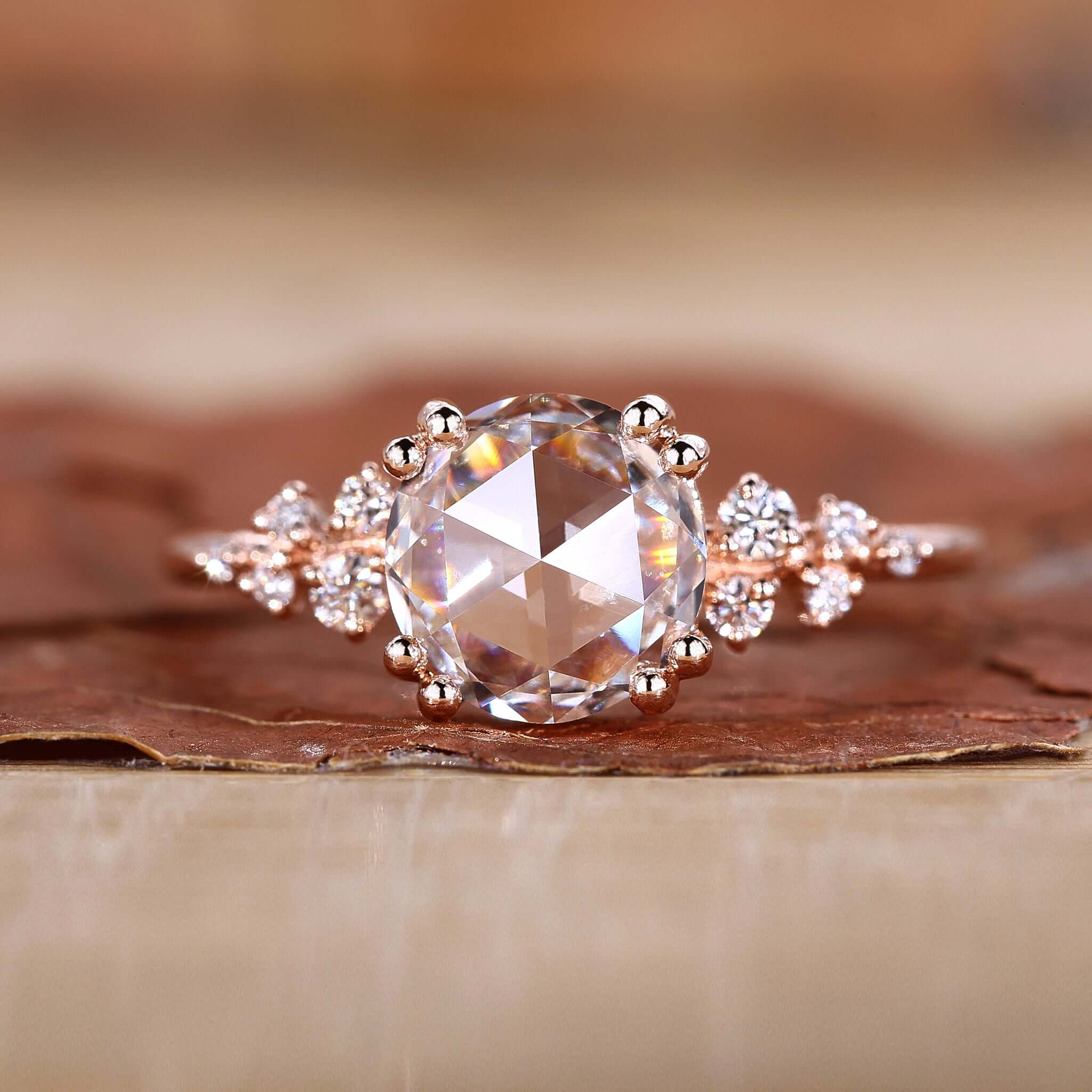 Rose Cut Diamond Ring with a unique antique design and a stunning sparkle.