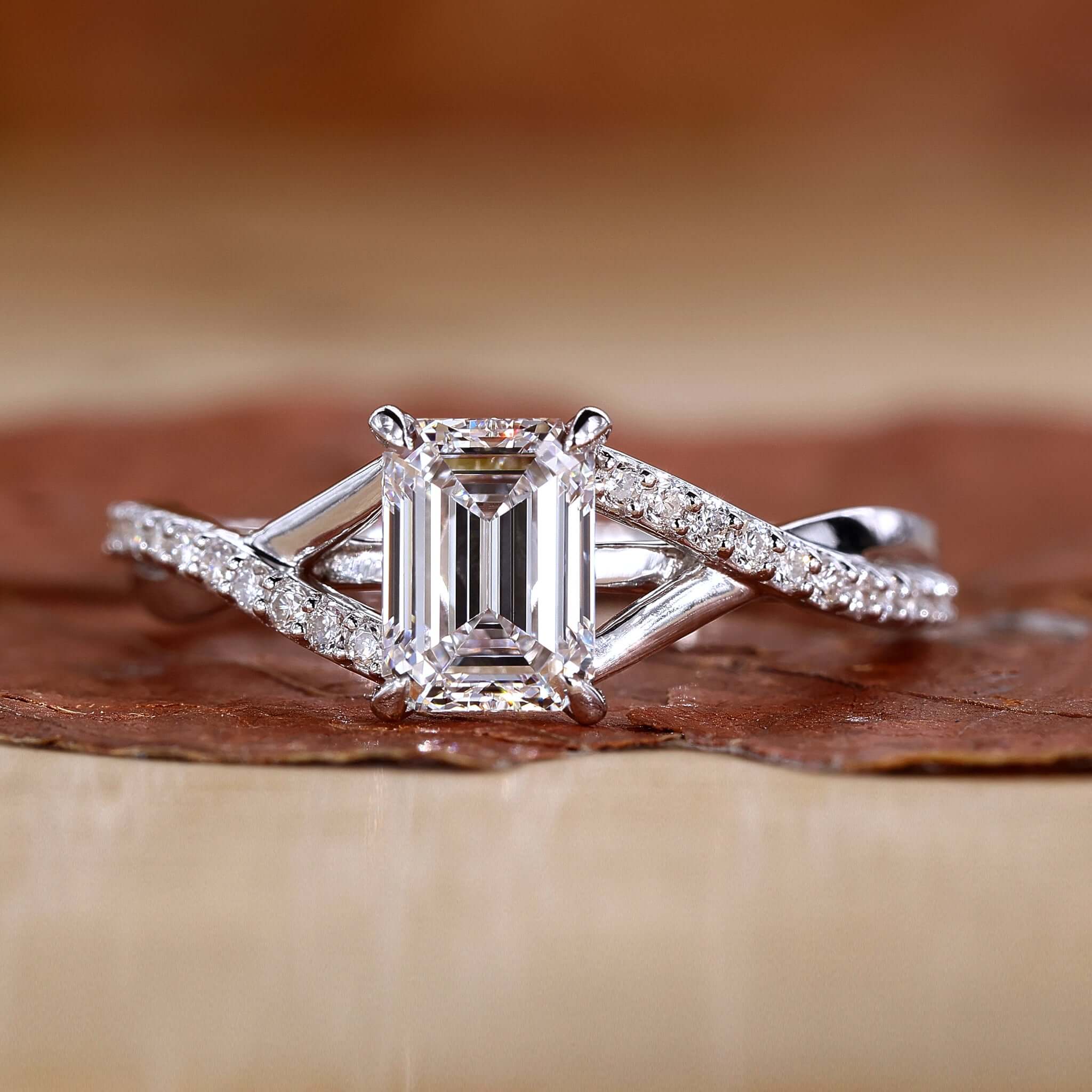 Emerald Cut Diamond Ring showcasing a stunning design with precision craftsmanship.