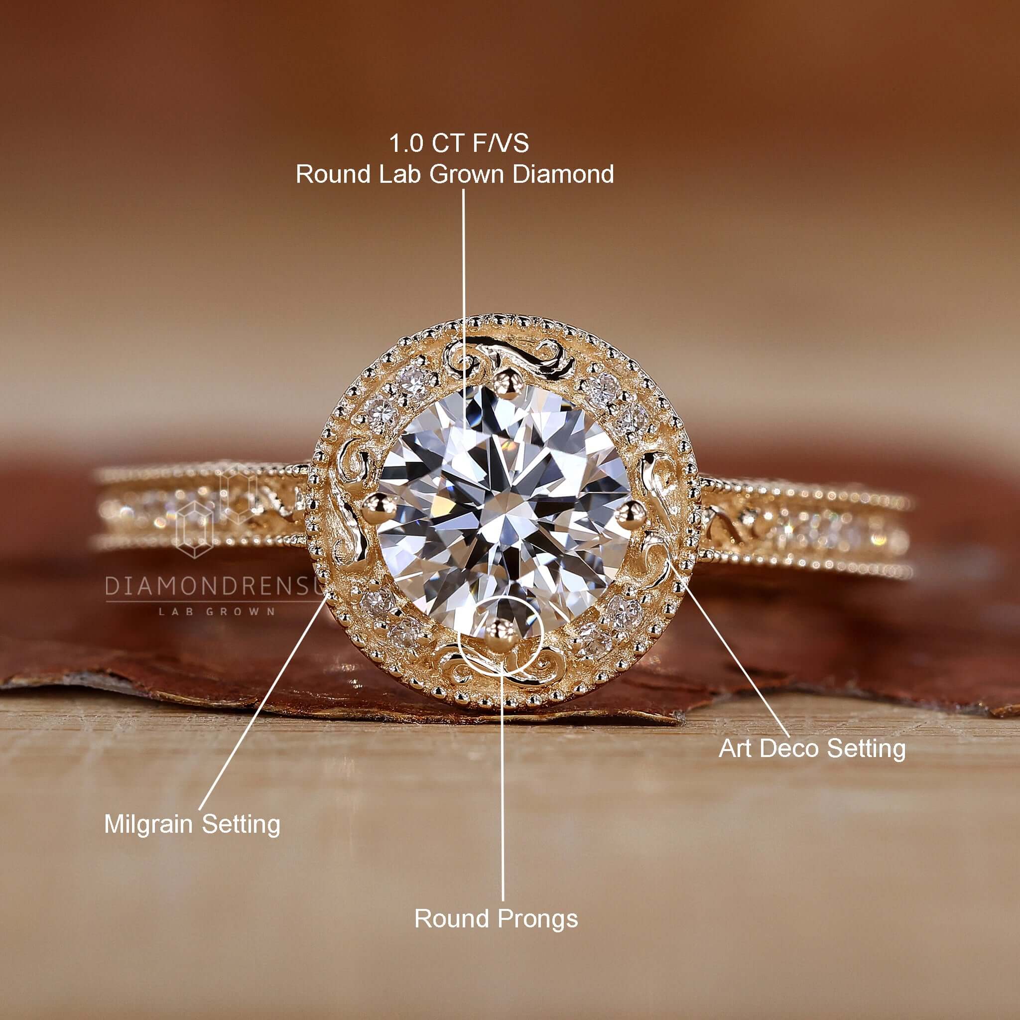 A breathtaking vintage engagement ring with a handmade prong setting design.