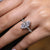 Hidden halo engagement ring crafted in white gold.
