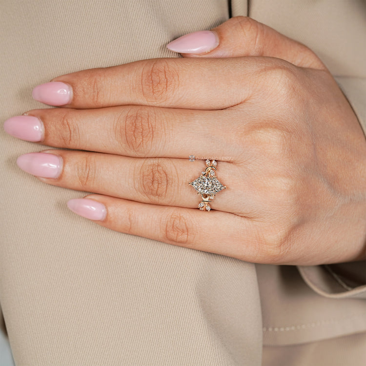 IGI certified lab grown Dutch marquise diamond ring.