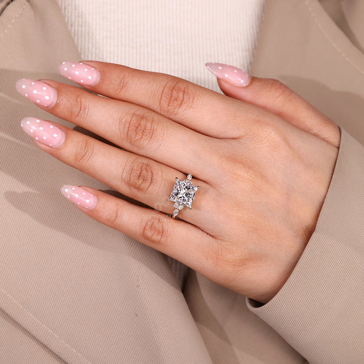 Lab grown princess cut ring with IGI certification.