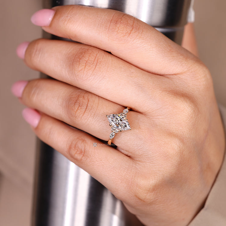 Marquise Engagement Ring In Tapered Shank