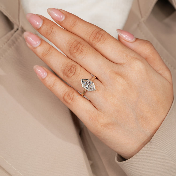 IGI certified Dutch marquise cut diamond solitaire ring.