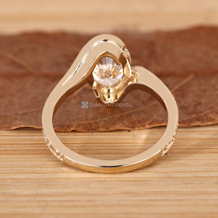 Oval cut lab grown diamond ring handmade.
