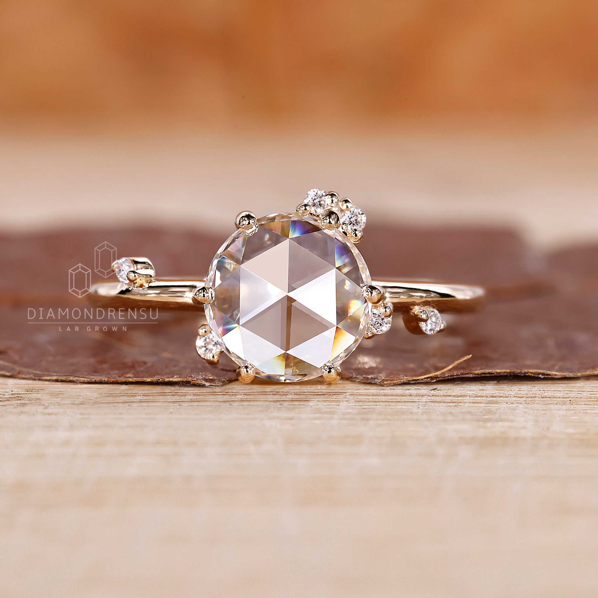 Handmade jewelry yellow gold diamond cluster ring.